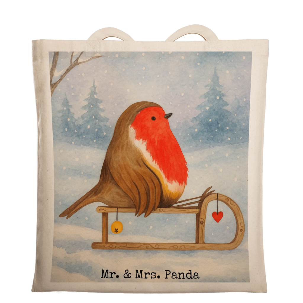 Tragetasche Rotkehlchen Schlitten Design Badetasche, Einkaufstüte, Schultertasche, Stofftasche, Umhängetasche, Jutetasche, Shopper, Tragetasche, Beuteltasche, Beutel, Einkaufstasche, Strandtasche, Tasche, Stoffbeutel, Laptoptasche, Jutebeutel, Winter, Weihnachten, Weihnachtsdeko, Nikolaus, Advent, Heiligabend, Wintermotiv, Schlitten, Vogel