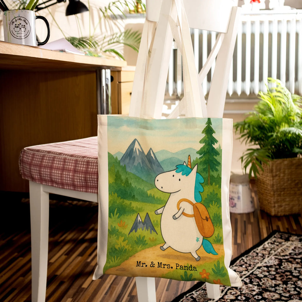 Tragetasche Einhorn Bergsteiger Design Stoffbeutel, Beutel, Jutetasche, Tragetasche, Jutebeutel, Tasche, Laptoptasche, Umhängetasche, Einkaufstüte, Shopper, Schultertasche, Stofftasche, Strandtasche, Einkaufstasche, Badetasche, Beuteltasche, Einhorn, Einhörner, Einhorn Deko, Unicorn, Urlaub, Entdecker, Weltreise, Abenteuer, Bergsteiger, Weltenbummler, Abenteurer, Berge, Reisen