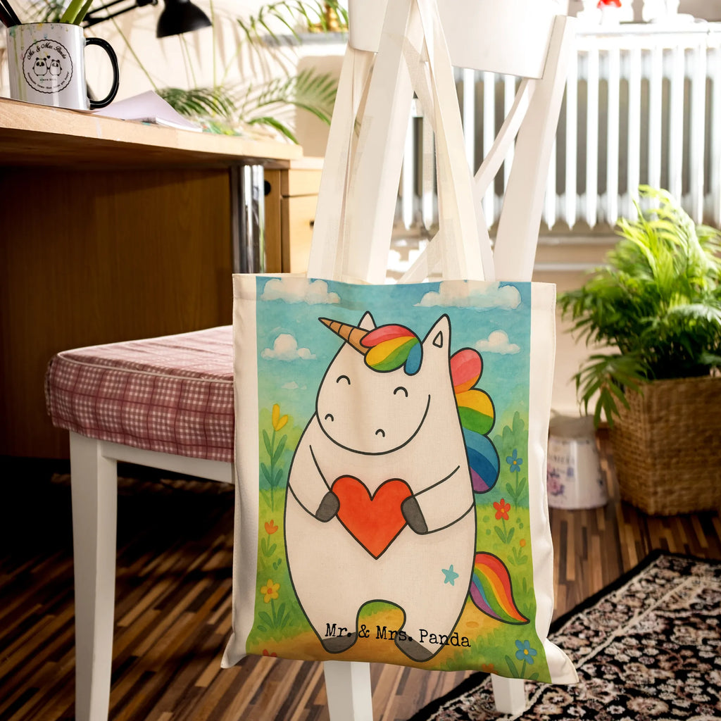 Tragetasche Einhorn Herz Design Laptoptasche, Jutebeutel, Stoffbeutel, Strandtasche, Badetasche, Einkaufstüte, Jutetasche, Umhängetasche, Einkaufstasche, Tasche, Beuteltasche, Shopper, Schultertasche, Stofftasche, Tragetasche, Beutel, Einhorn, Einhörner, Einhorn Deko, Unicorn, anders, böse, schlimm, Herz, bunt, Freundin, witzig, lustig