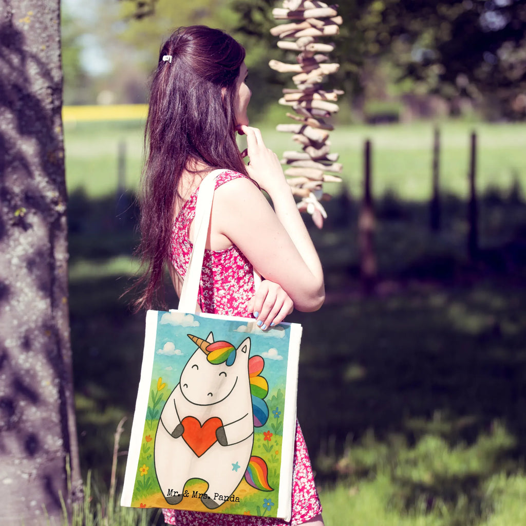 Tragetasche Einhorn Herz Design Laptoptasche, Jutebeutel, Stoffbeutel, Strandtasche, Badetasche, Einkaufstüte, Jutetasche, Umhängetasche, Einkaufstasche, Tasche, Beuteltasche, Shopper, Schultertasche, Stofftasche, Tragetasche, Beutel, Einhorn, Einhörner, Einhorn Deko, Unicorn, anders, böse, schlimm, Herz, bunt, Freundin, witzig, lustig