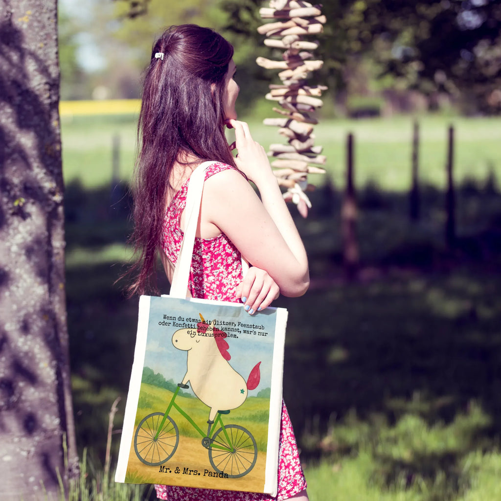 Tragetasche Einhorn Radfahrer Design Jutetasche, Beutel, Schultertasche, Stoffbeutel, Einkaufstüte, Shopper, Tragetasche, Tasche, Jutebeutel, Strandtasche, Beuteltasche, Stofftasche, Badetasche, Umhängetasche, Laptoptasche, Einkaufstasche, Einhorn, Einhörner, Einhorn Deko, Unicorn, Radfahrer, Radfahren, Feenstaub, Liebeskummer, Kummer, Luxusproblem, Bike, Konfetti, Rad