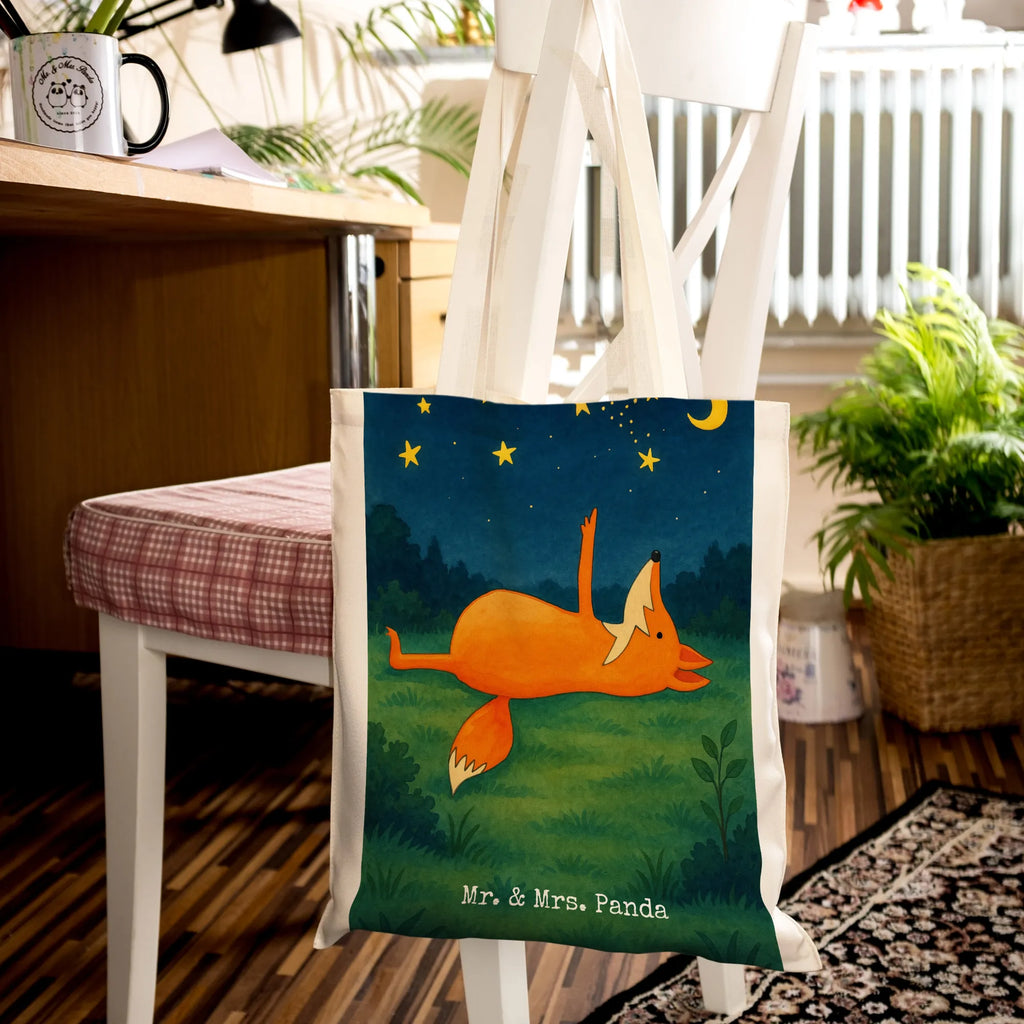 Tragetasche Fuchs Sterne Design Umhängetasche, Strandtasche, Laptoptasche, Schultertasche, Einkaufstasche, Badetasche, Tragetasche, Jutebeutel, Jutetasche, Einkaufstüte, Beuteltasche, Shopper, Stoffbeutel, Stofftasche, Beutel, Tasche, Fuchs, Always Look on the Bright Side of Life, Romantik, Spruch schön, Füchse, Spruch positiv, tröstende Worte