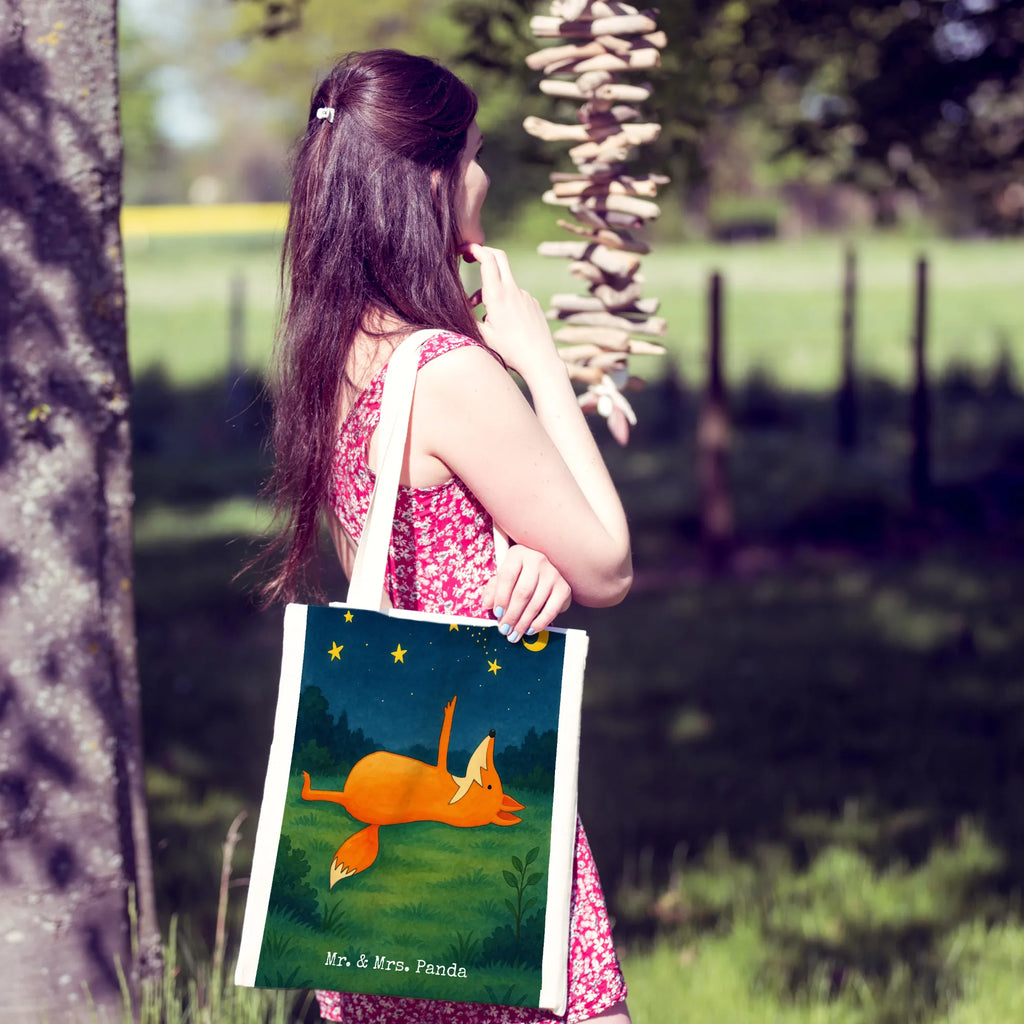 Tragetasche Fuchs Sterne Design Umhängetasche, Strandtasche, Laptoptasche, Schultertasche, Einkaufstasche, Badetasche, Tragetasche, Jutebeutel, Jutetasche, Einkaufstüte, Beuteltasche, Shopper, Stoffbeutel, Stofftasche, Beutel, Tasche, Fuchs, Always Look on the Bright Side of Life, Romantik, Spruch schön, Füchse, Spruch positiv, tröstende Worte