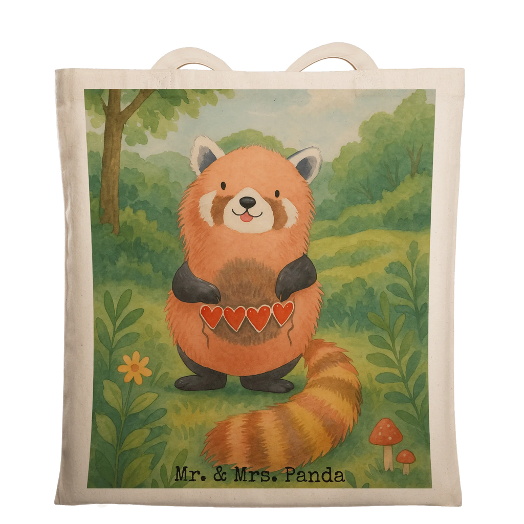 Tragetasche Roter Panda Design Beuteltasche, Badetasche, Tragetasche, Einkaufstüte, Schultertasche, Umhängetasche, Einkaufstasche, Shopper, Stoffbeutel, Strandtasche, Stofftasche, Jutetasche, Beutel, Jutebeutel, Tasche, Laptoptasche, Tiermotive, Gute Laune, lustige Sprüche, Tiere, Liebling, Rot, Herz, Panda, Liebe, Lieblingsmensch
