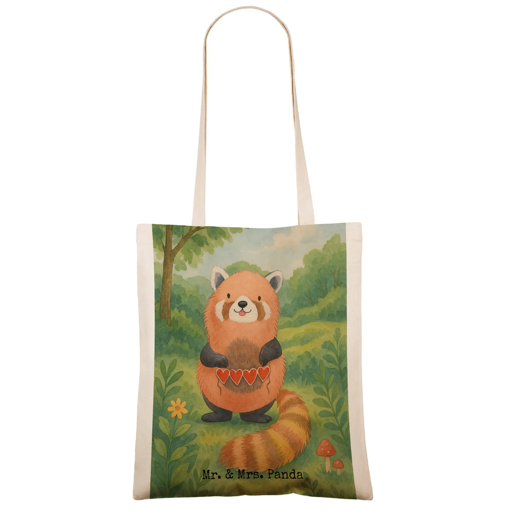 Tragetasche Roter Panda Design Beuteltasche, Badetasche, Tragetasche, Einkaufstüte, Schultertasche, Umhängetasche, Einkaufstasche, Shopper, Stoffbeutel, Strandtasche, Stofftasche, Jutetasche, Beutel, Jutebeutel, Tasche, Laptoptasche, Tiermotive, Gute Laune, lustige Sprüche, Tiere, Liebling, Rot, Herz, Panda, Liebe, Lieblingsmensch