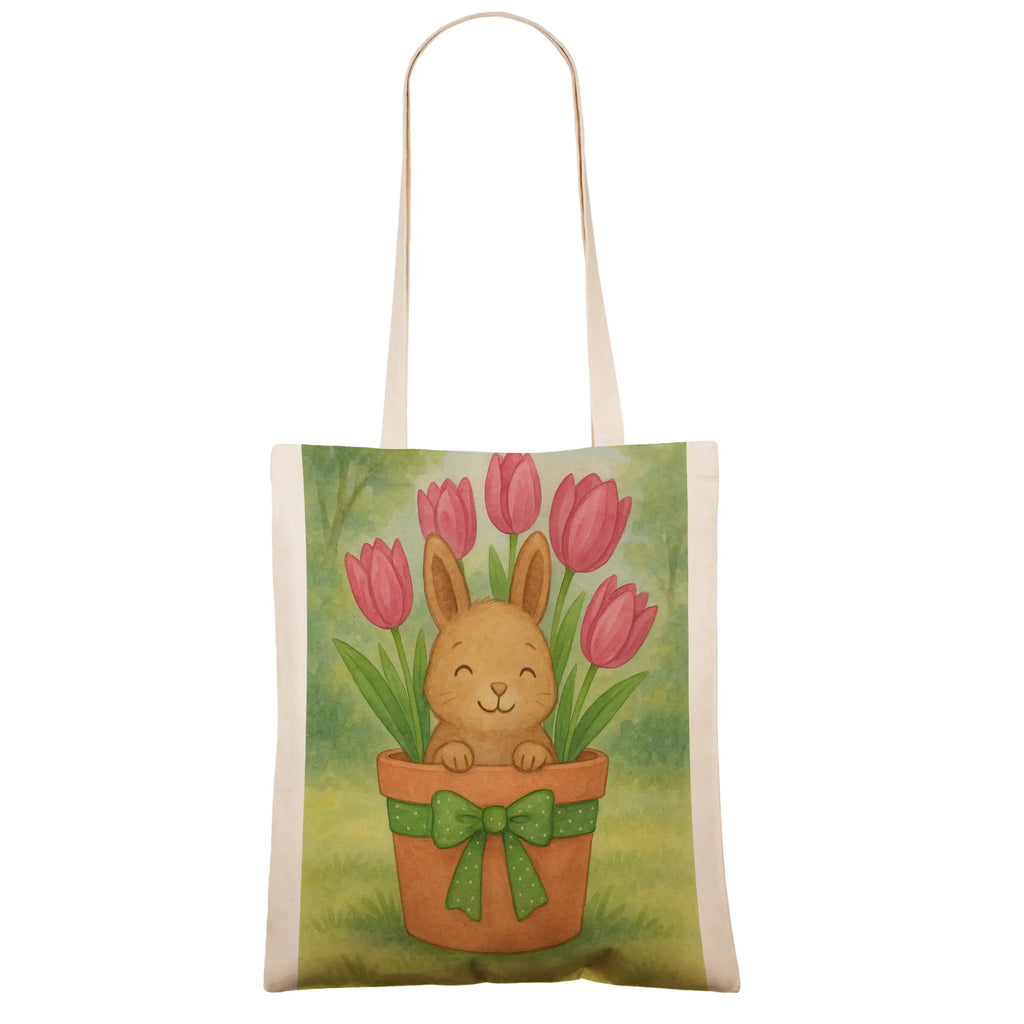 Tragetasche Hase Tulpen Design Schultertasche, Tasche, Einkaufstasche, Beutel, Beuteltasche, Einkaufstüte, Shopper, Stofftasche, Badetasche, Jutebeutel, Laptoptasche, Stoffbeutel, Umhängetasche, Tragetasche, Strandtasche, Jutetasche, Ostern, Osterhase, Ostergeschenke, Osternest, Osterdeko, Geschenke zu Ostern, Ostern Geschenk, Ostergeschenke Kinder, Ostern Kinder, Hase, Ostergeschenk, Blumenstrauß, Tulpen, Alternative zu Blumen
