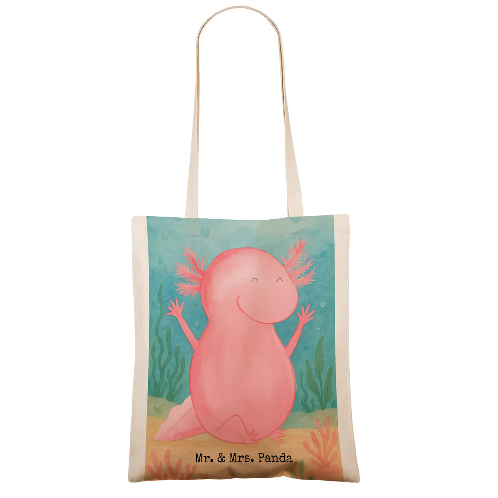 Tragetasche Axolotl Hurra Design Tasche, Laptoptasche, Einkaufstasche, Einkaufstüte, Stofftasche, Shopper, Tragetasche, Stoffbeutel, Beutel, Beuteltasche, Umhängetasche, Schultertasche, Jutetasche, Jutebeutel, Badetasche, Strandtasche, Axolotl, Molch, Schwanzlurch, Spaß, Zufriedenheit, Lurch, Lurche, Motivation, Axolot, Freude, fröhlich