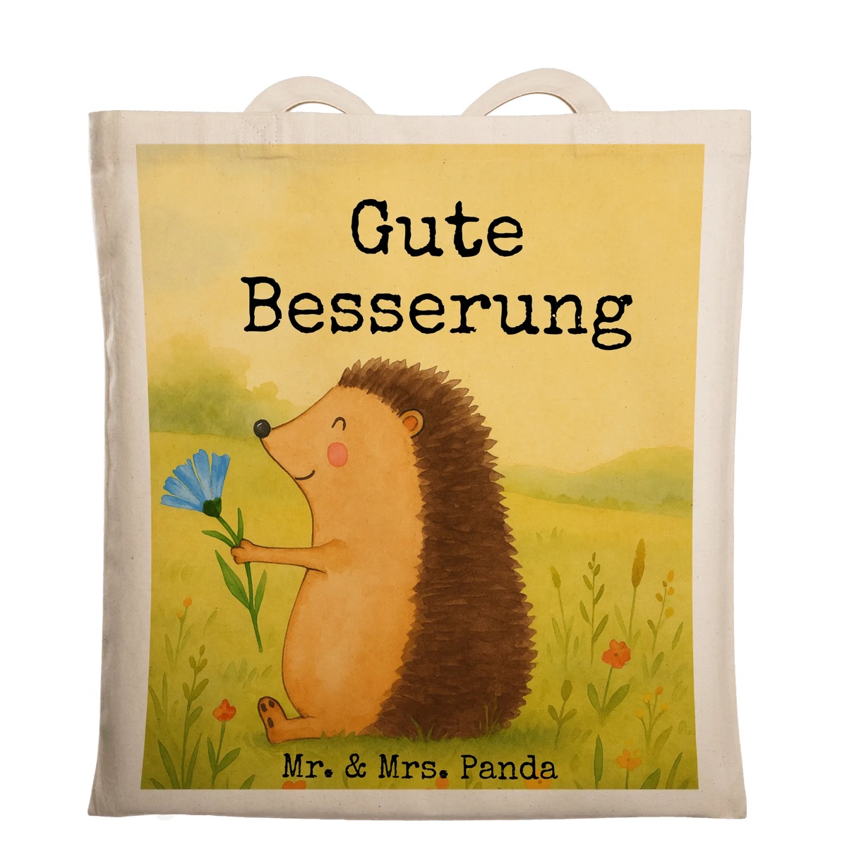 Tote bag Hedgehog Flower Design card, gift ideas, gifts, small animals, cute, cute animal motives, hand drawn, funny sayings, good mood, special gifts, animal lover, sick, get well soon, visit, recovery wishes, hospital, illness