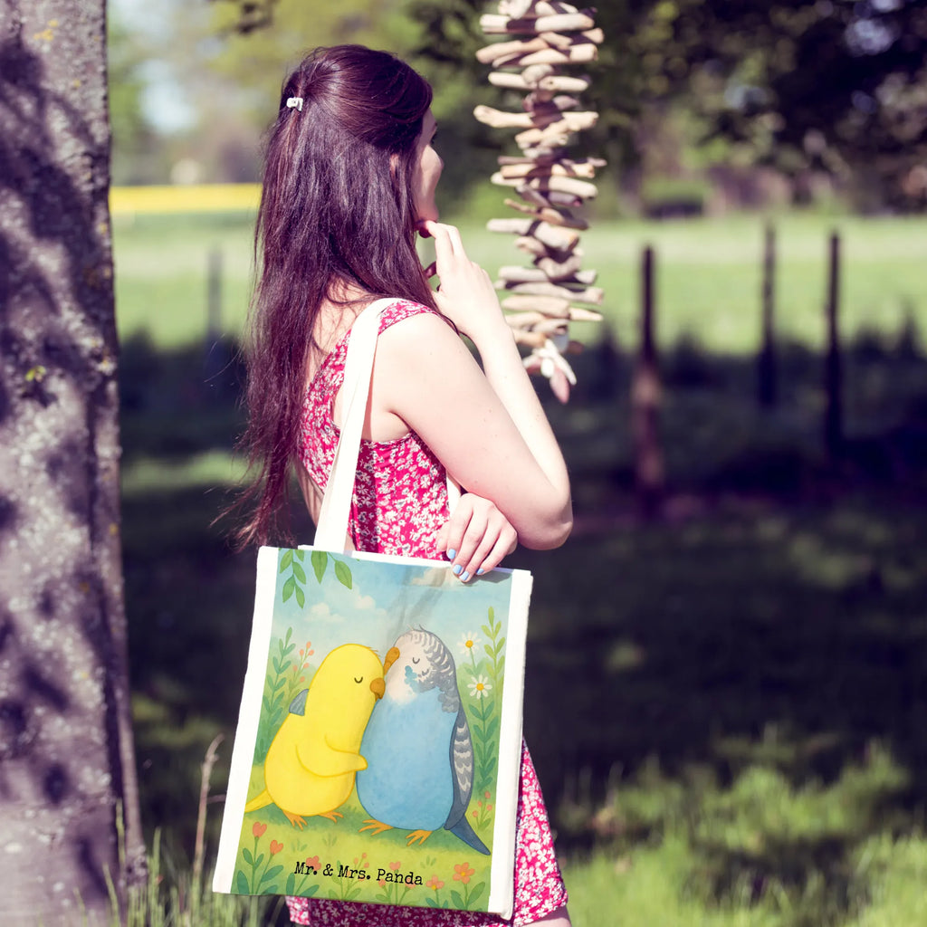 Tote bag Parakeets in love Design shopper, shopping bag, pouch, shoulder bag, cotton bag, cloth bag, Carrier bag, bag, jute bag, Love, Loving, Two, Together, Marriage, Engagement, Proposal of marriage, Love gift, gift for her, gift for him, anniversary gift, closeness, budgie, birds, trust, love, cuddling