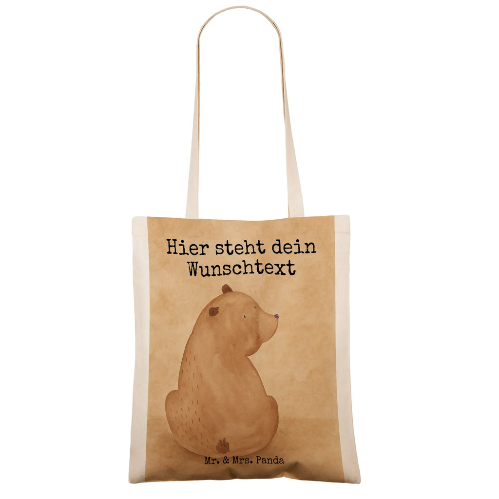 Personalisierte Tragetasche Bär Schulterblick Design Einkaufstasche mit Namen, Personalisierter Jutebeutel, Personalisierte Kindergartentasche, Stoffbeutel mit Namen, Personalisierte Beuteltasche, Personalisierter Stoffbeutel, Tragetasche mit Namen, Personalisierte Einkaufstasche, Personalisierte Tasche, Personalisierter Beutel, Personalisierte Jutetasche, Bär, Teddy, Teddybär, Motivation, Weltansicht, Weisheit, Bären, Selbstachtung, Bärenliebe