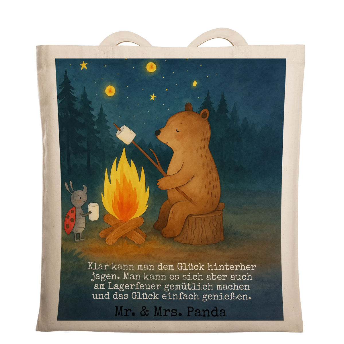 Tote bag Bear & Ladybird campfire Design teddy bear, cuddly toy, Campfire