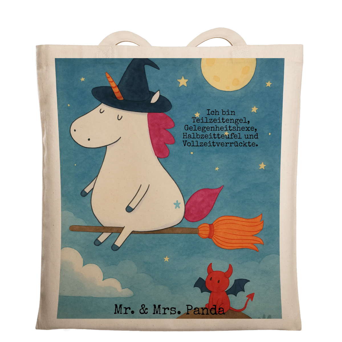 Tote bag unicorn Witch Design devil, bitch, mad, bad girl, wife gift, girlfriend present, witch