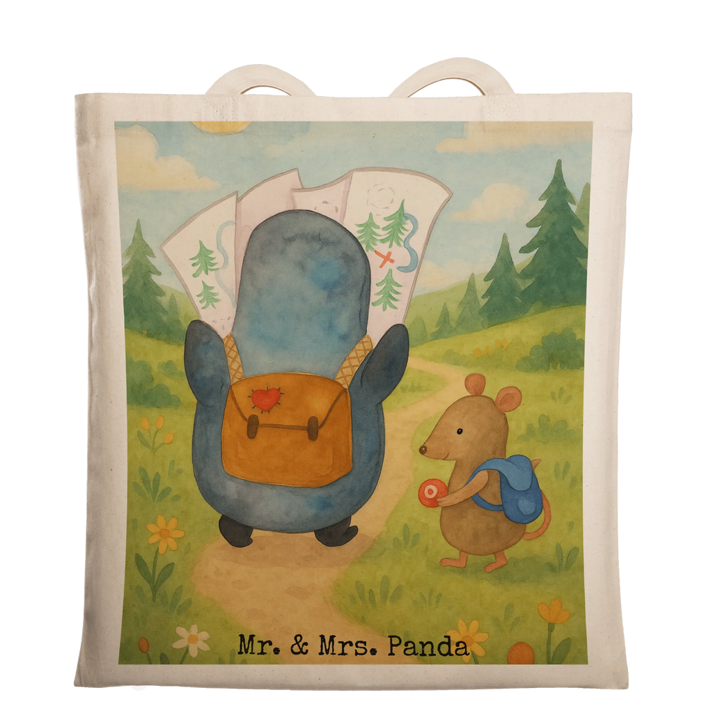 Tragetasche Pinguin & Maus Wanderer Design Einkaufstüte, Schultertasche, Einkaufstasche, Badetasche, Strandtasche, Laptoptasche, Tragetasche, Jutebeutel, Tasche, Stofftasche, Beutel, Umhängetasche, Jutetasche, Beuteltasche, Shopper, Stoffbeutel, Pinguin, Pinguine, Wanderlust, Roadtrip, wandern, Ausflug, Abenteuer, Abenteurer