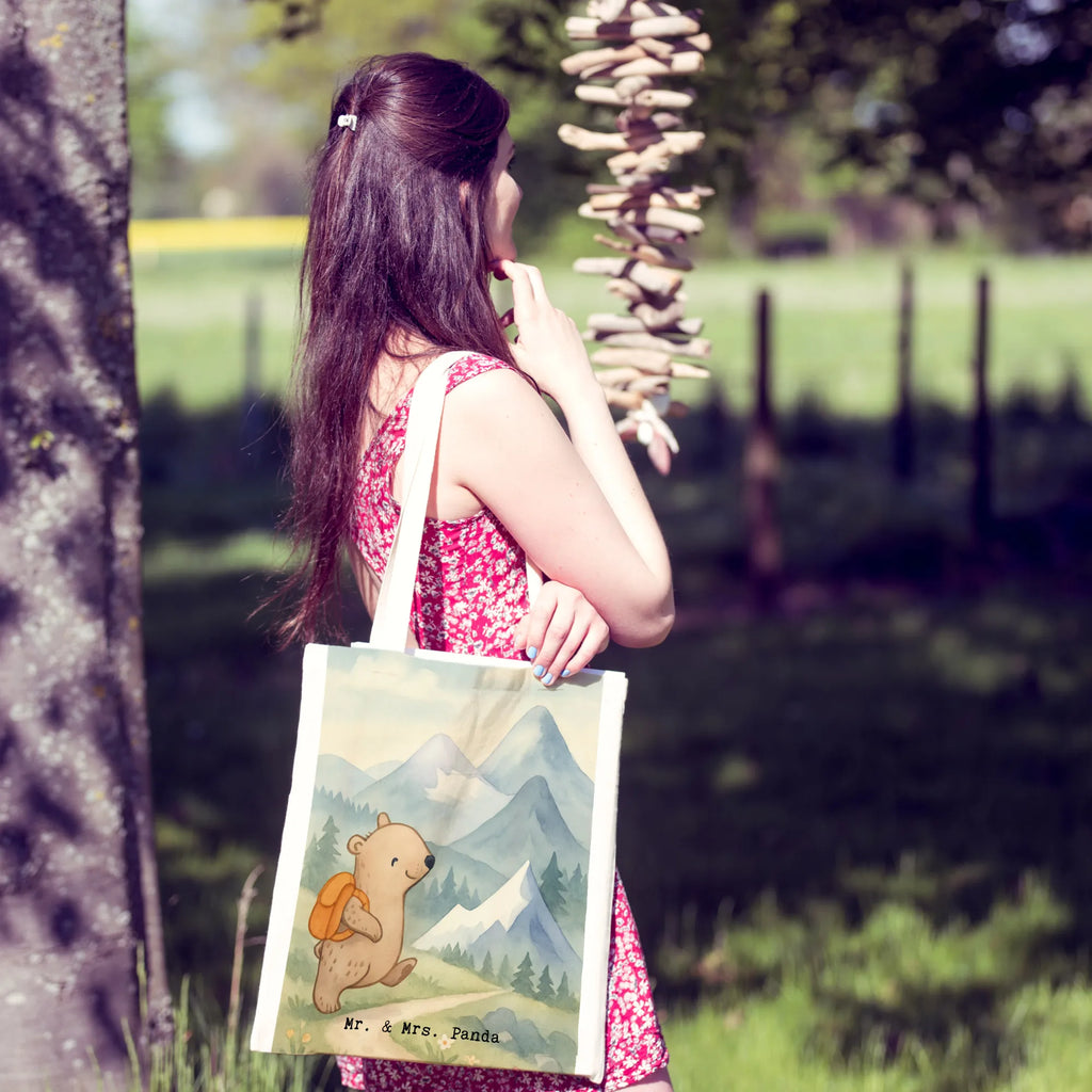 Tragetasche Bär Bergsteigen Design Shopper, Beutel, Strandtasche, Beuteltasche, Schultertasche, Einkaufstüte, Laptoptasche, Tasche, Jutetasche, Badetasche, Jutebeutel, Stoffbeutel, Tragetasche, Einkaufstasche, Umhängetasche, Stofftasche, Geschenk, Sport, Sportart, Hobby, Schenken, Danke, Dankeschön, Auszeichnung, Gewinn, Sportler, wandern, Alpinwandern, Alpinismus, Bergsteigen, Bergsport, Trekking