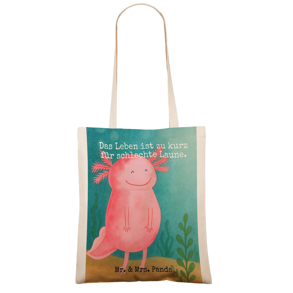 Tragetasche Axolotl Glücklich Design Schultertasche, Einkaufstüte, Jutetasche, Jutebeutel, Einkaufstasche, Stofftasche, Beuteltasche, Stoffbeutel, Umhängetasche, Tragetasche, Badetasche, Shopper, Laptoptasche, Beutel, Strandtasche, Tasche, Axolotl, Molch, gute Laune, Lurche, Motivation, Axolot, Lurch, Schwanzlurch