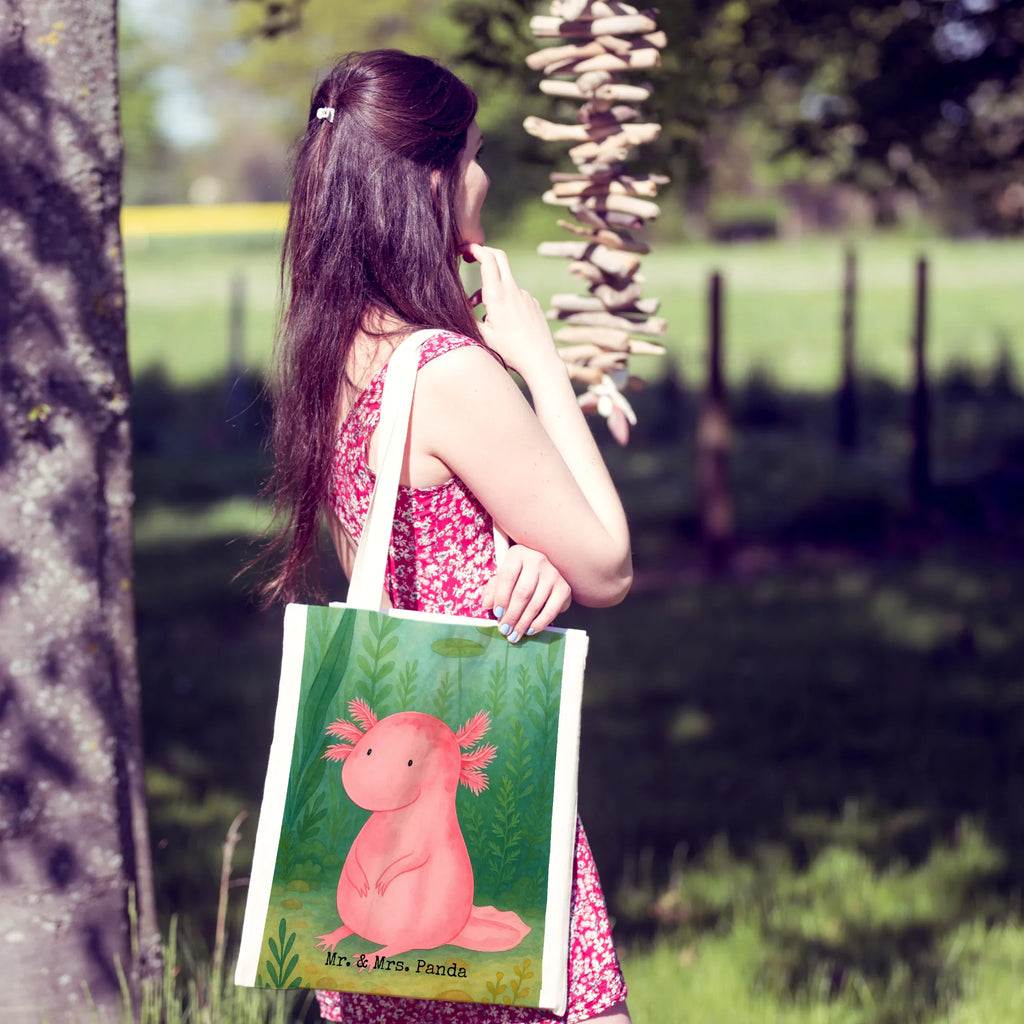 Tragetasche Axolotl Niedlich Design Beutel, Strandtasche, Jutebeutel, Tasche, Tragetasche, Beuteltasche, Laptoptasche, Einkaufstasche, Einkaufstüte, Schultertasche, Stoffbeutel, Stofftasche, Umhängetasche, Badetasche, Jutetasche, Shopper, Axolotl, Molch, Axolot, Lebensweisheit, fröhlich, vergnügt, Lebensstil, Freundin, Weisheit, Liebe, zufrieden