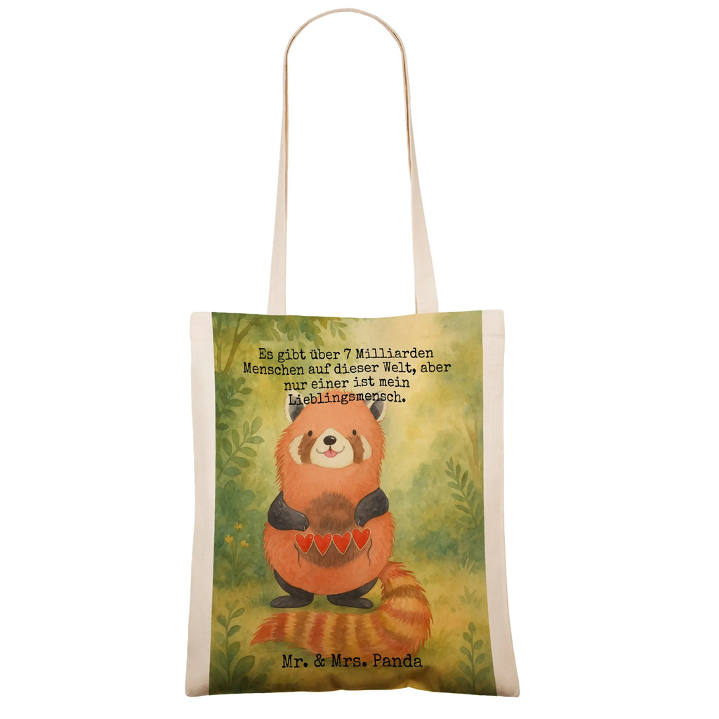 Tragetasche Roter Panda Design Beuteltasche, Badetasche, Tragetasche, Einkaufstüte, Schultertasche, Umhängetasche, Einkaufstasche, Shopper, Stoffbeutel, Strandtasche, Stofftasche, Jutetasche, Beutel, Jutebeutel, Tasche, Laptoptasche, Tiermotive, Gute Laune, lustige Sprüche, Tiere, Liebling, Rot, Herz, Panda, Liebe, Lieblingsmensch