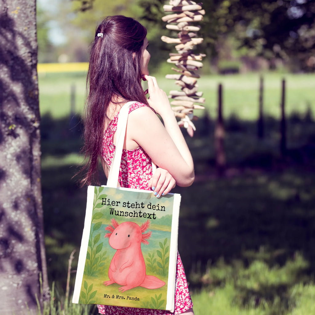 Personalisierte Tragetasche Axolotl Niedlich Design Stoffbeutel mit Namen, Tragetasche mit Namen, Personalisierter Stoffbeutel, Personalisierte Einkaufstasche, Personalisierte Tasche, Personalisierte Beuteltasche, Personalisierte Kindergartentasche, Personalisierter Jutebeutel, Personalisierte Jutetasche, Personalisierter Beutel, Einkaufstasche mit Namen, Axolotl, Molch, vergnügt, zufrieden, Freundin, Lebensweisheit, Lebensstil, fröhlich, Liebe, Axolot, Weisheit