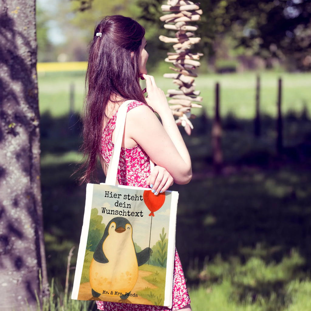 Personalisierte Tragetasche Pinguin Luftballon Design Personalisierte Tasche, Personalisierter Stoffbeutel, Tragetasche mit Namen, Einkaufstasche mit Namen, Personalisierte Kindergartentasche, Personalisierte Einkaufstasche, Personalisierte Beuteltasche, Personalisierter Beutel, Personalisierte Jutetasche, Personalisierter Jutebeutel, Stoffbeutel mit Namen, Pinguin, Neustart, Glück, Geschenk Freundin, beste Freundin, neues Leben, Geschenkidee, Pinguine, Tagträume, Luftballon, Liebe, Lebenslust, Motivation