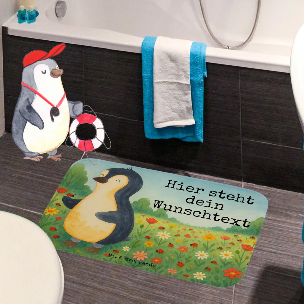 Personalised bath mat Penguin ladybug Design Penguin, North Pole, Winter, Penguins, penguins, love, joy, joy of life, ladybird, wonder, happiness