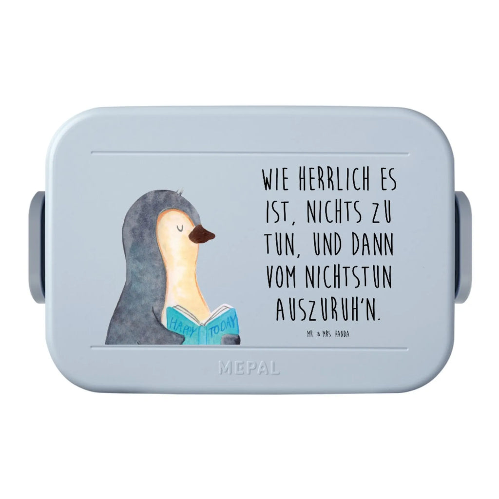 MEPAL Bentobox Pinguin Buch Motiv Brotdose, Bentobox, Lunchbox, Pinguin, Freizeit, Pinguine, Nichtstun, Urlaub, Ferien, Buch, Lesen, Bücherwurm, Faulenzen