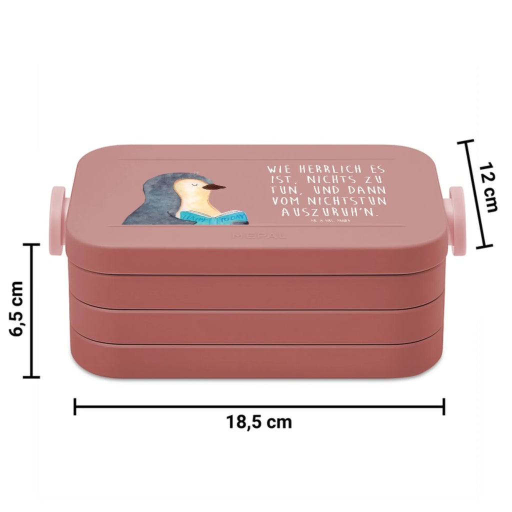 MEPAL Bentobox Pinguin Buch Motiv Brotdose, Bentobox, Lunchbox, Pinguin, Freizeit, Pinguine, Nichtstun, Urlaub, Ferien, Buch, Lesen, Bücherwurm, Faulenzen