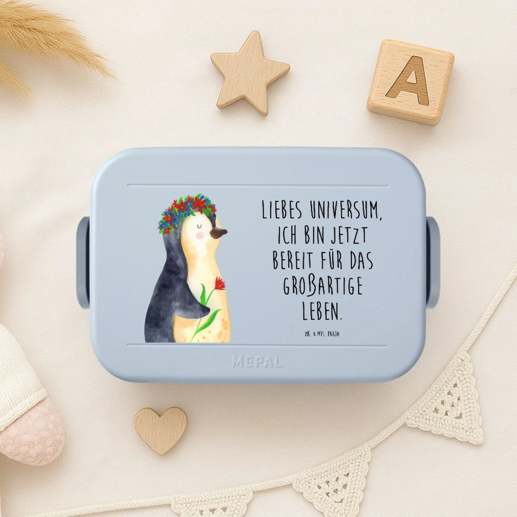 MEPAL Bentobox Pinguin Blumen Motiv Lunchbox, Brotdose, Bentobox, Pinguin, Geschenkidee, Blumenkranz, Wünsche, Lebensziele, Leben, Motivation, Ziele, Lebenslust, Liebeskummer, Pinguine, Universum