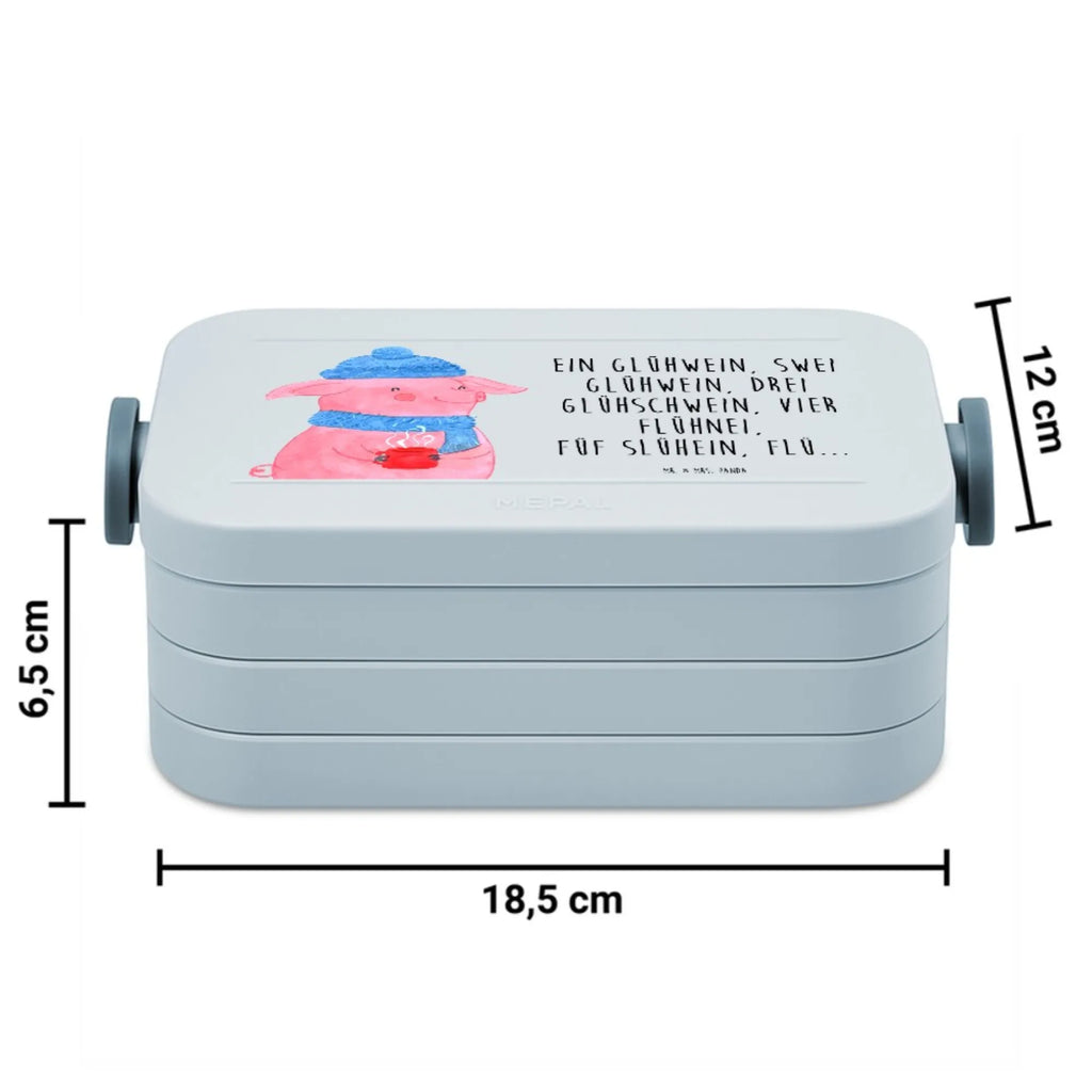 MEPAL Bentobox Schweinchen Glühwein Motiv Brotdose, Lunchbox, Bentobox, Winter, Weihnachten, Weihnachtsdeko, Nikolaus, Advent, Heiligabend, Wintermotiv, Betrunken, Spruch, Weihnachtsmarkt, Glühwein