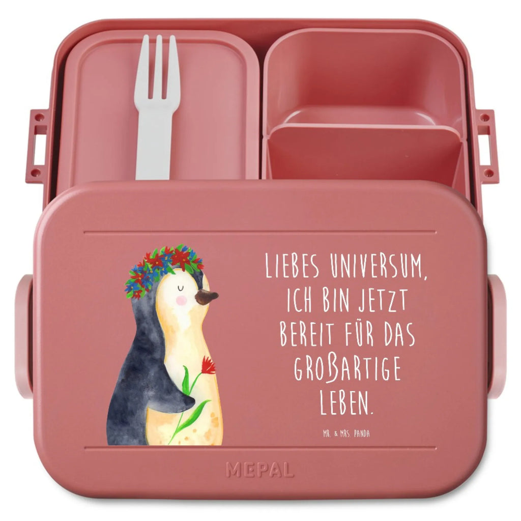 MEPAL Bentobox Pinguin Blumen Motiv Lunchbox, Brotdose, Bentobox, Pinguin, Geschenkidee, Blumenkranz, Wünsche, Lebensziele, Leben, Motivation, Ziele, Lebenslust, Liebeskummer, Pinguine, Universum