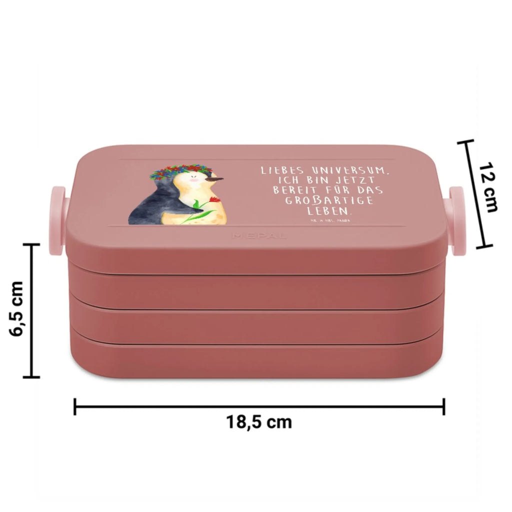 MEPAL Bentobox Pinguin Blumen Motiv Lunchbox, Brotdose, Bentobox, Pinguin, Geschenkidee, Blumenkranz, Wünsche, Lebensziele, Leben, Motivation, Ziele, Lebenslust, Liebeskummer, Pinguine, Universum