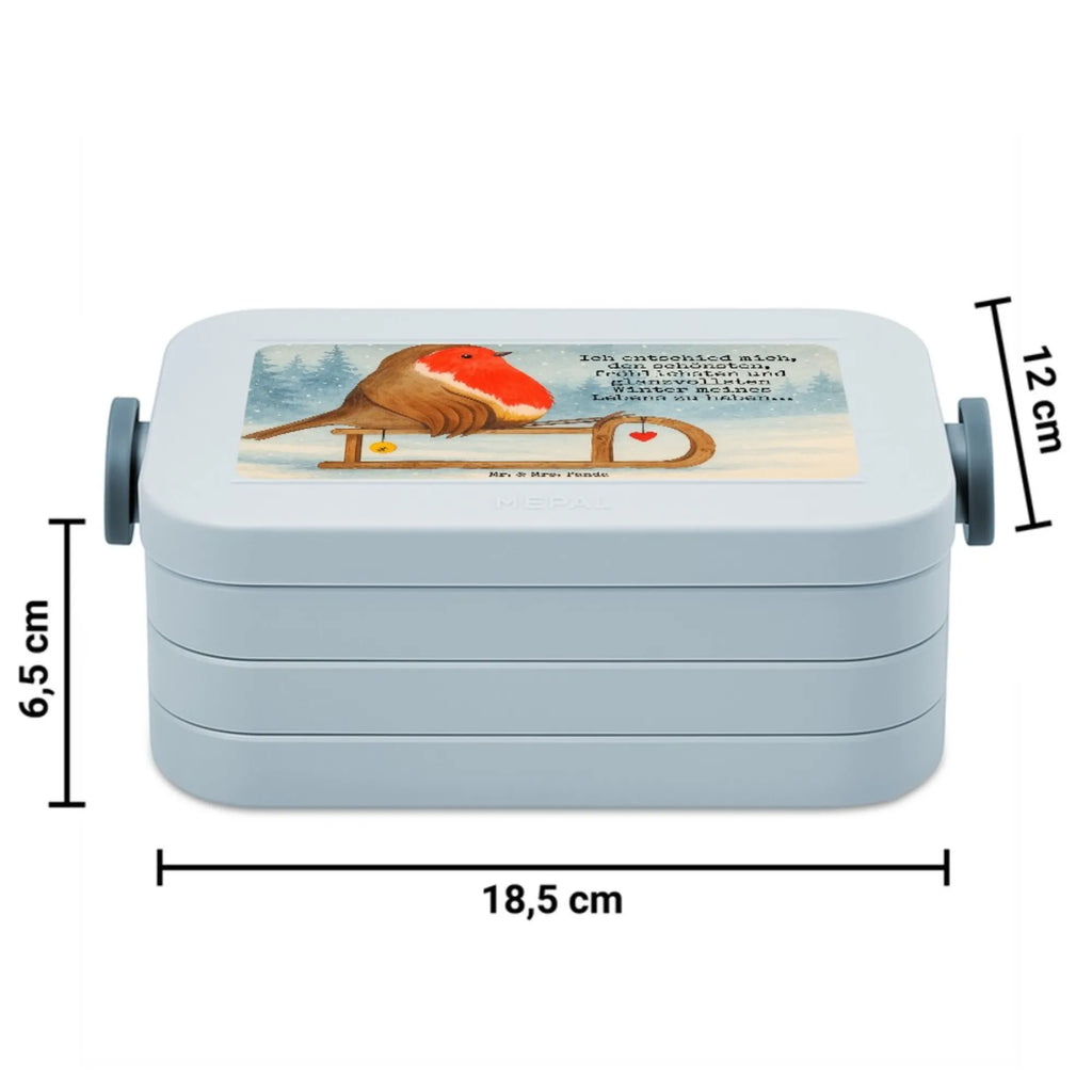 MEPAL Bentobox Rotkehlchen Schlitten Design Lunchbox, Bentobox, Brotdose, Winter, Weihnachten, Weihnachtsdeko, Nikolaus, Advent, Heiligabend, Wintermotiv, Schlitten, Vogel