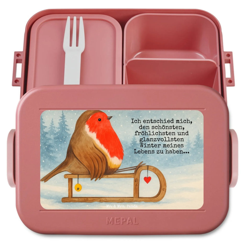 MEPAL Bentobox Rotkehlchen Schlitten Design Lunchbox, Bentobox, Brotdose, Winter, Weihnachten, Weihnachtsdeko, Nikolaus, Advent, Heiligabend, Wintermotiv, Schlitten, Vogel