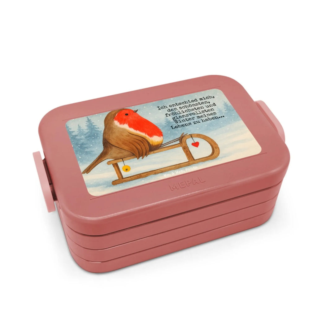 MEPAL Bentobox Rotkehlchen Schlitten Design Lunchbox, Bentobox, Brotdose, Winter, Weihnachten, Weihnachtsdeko, Nikolaus, Advent, Heiligabend, Wintermotiv, Schlitten, Vogel