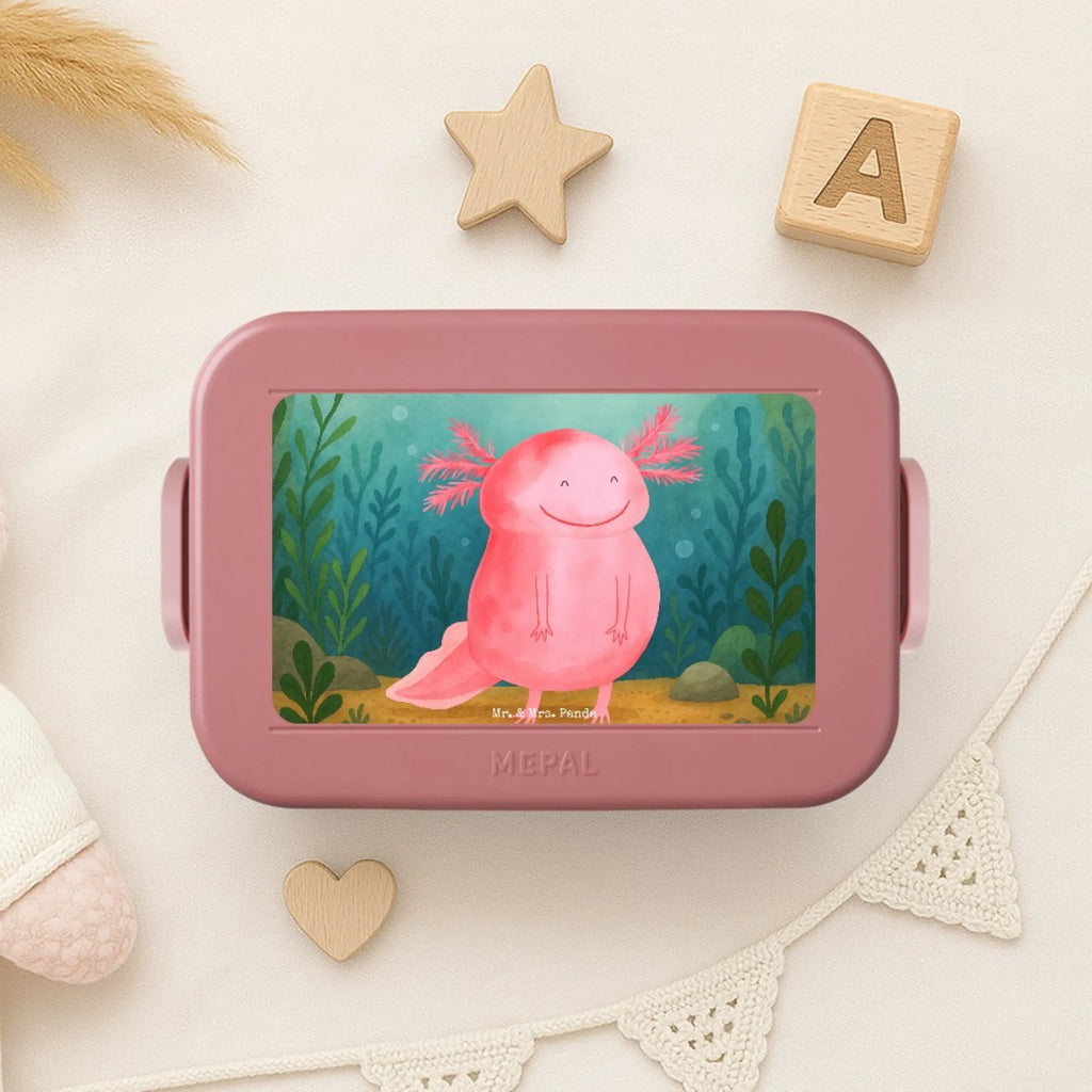 MEPAL Bentobox Axolotl Glücklich Design Lunchbox, Brotdose, Bentobox, Axolotl, Molch, Lurch, Motivation, Lurche, Schwanzlurch, gute Laune, Axolot