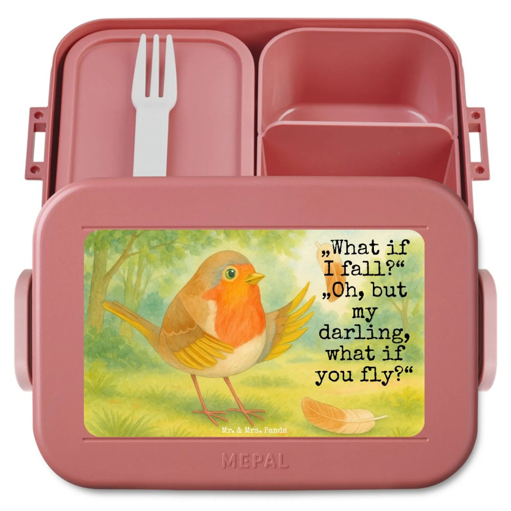 MEPAL Bentobox Rotkehlchen Federn Design Bentobox, Lunchbox, Brotdose, Tiermotive, Gute Laune, lustige Sprüche, Tiere, Spruch Mut, Spruch Motivation, What if i fall, Vogel, Rotkehlchen, Motivationsbilder, fliegen, Motivation Sprüche