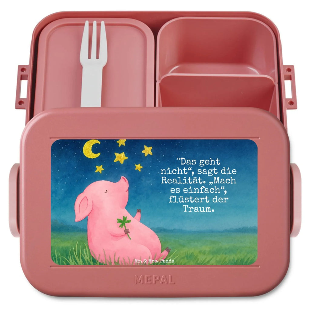 MEPAL Bentobox Schwein Glück Design Bentobox, Brotdose, Lunchbox, Tiermotive, Gute Laune, lustige Sprüche, Tiere, Schwein, Schweinchen, Träume, Glücksbringer, Glücksschwein. Glück, Sterne, Motivation, Sernchen, Ziele