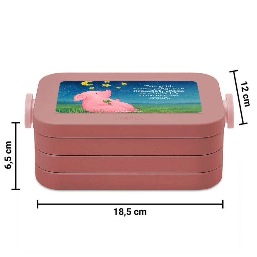 MEPAL Bentobox Schwein Glück Design Bentobox, Brotdose, Lunchbox, Tiermotive, Gute Laune, lustige Sprüche, Tiere, Schwein, Schweinchen, Träume, Glücksbringer, Glücksschwein. Glück, Sterne, Motivation, Sernchen, Ziele