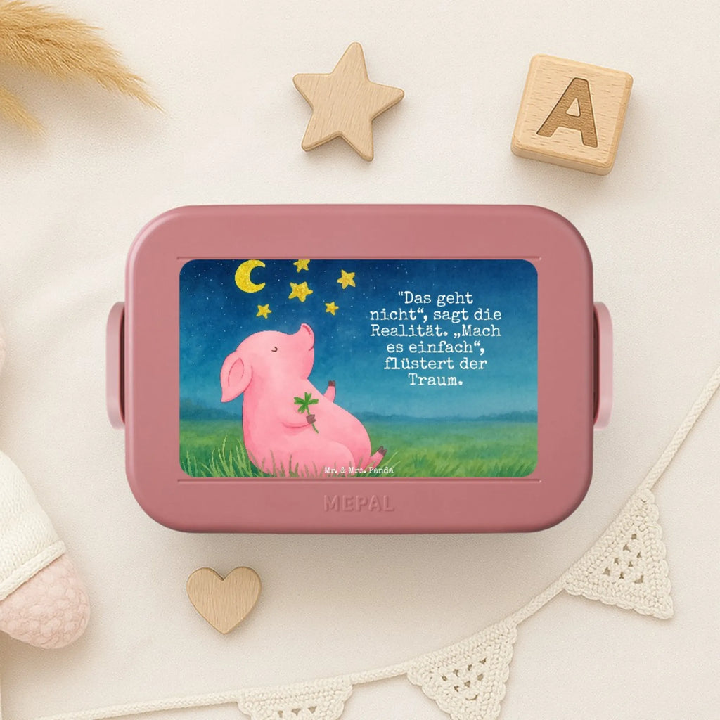 MEPAL Bentobox Schwein Glück Design Bentobox, Brotdose, Lunchbox, Tiermotive, Gute Laune, lustige Sprüche, Tiere, Schwein, Schweinchen, Träume, Glücksbringer, Glücksschwein. Glück, Sterne, Motivation, Sernchen, Ziele