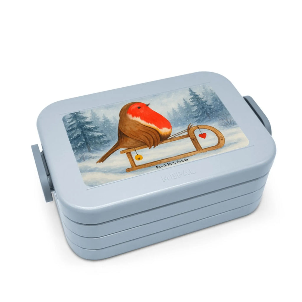MEPAL Bentobox Rotkehlchen Schlitten Design Lunchbox, Bentobox, Brotdose, Winter, Weihnachten, Weihnachtsdeko, Nikolaus, Advent, Heiligabend, Wintermotiv, Schlitten, Vogel