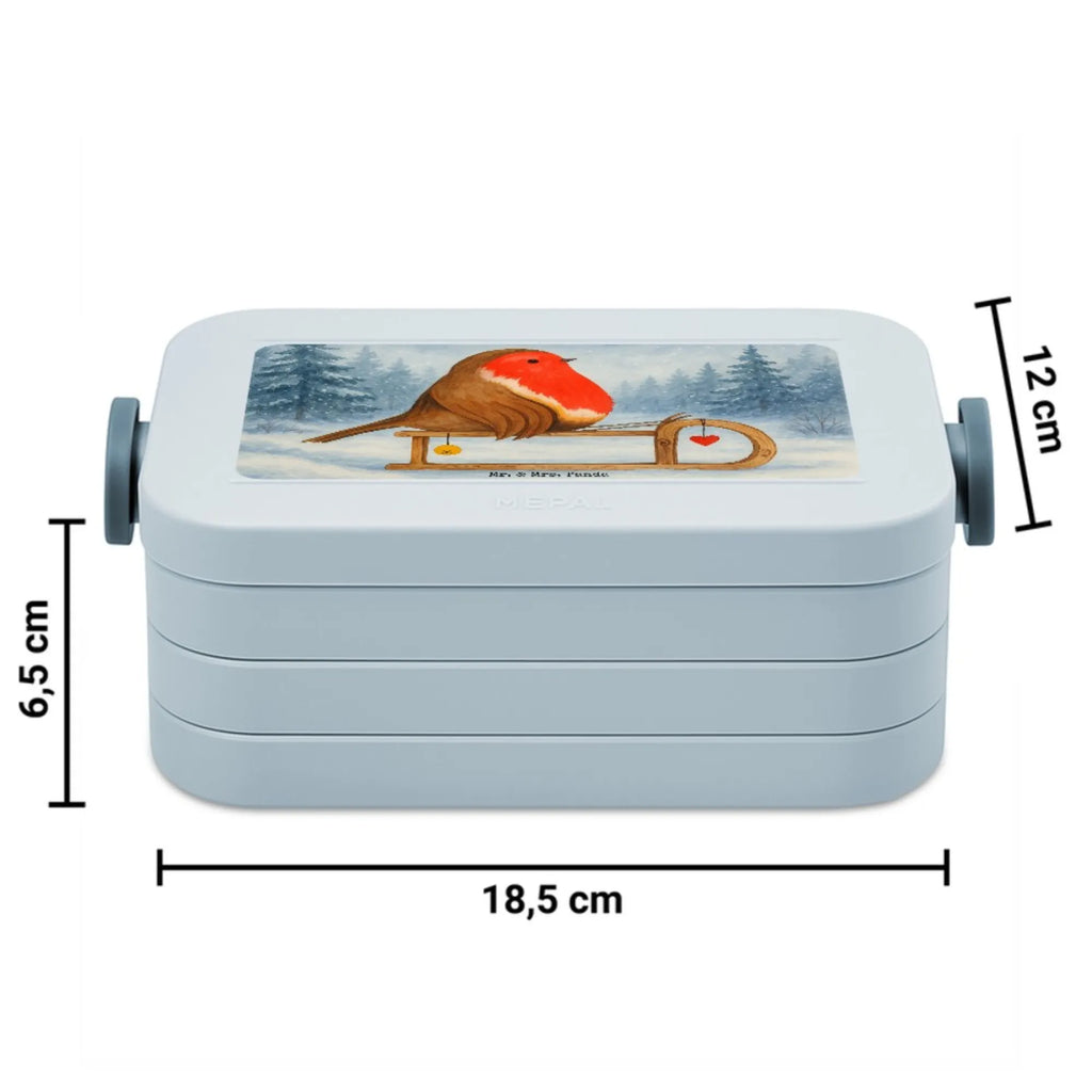MEPAL Bentobox Rotkehlchen Schlitten Design Lunchbox, Bentobox, Brotdose, Winter, Weihnachten, Weihnachtsdeko, Nikolaus, Advent, Heiligabend, Wintermotiv, Schlitten, Vogel