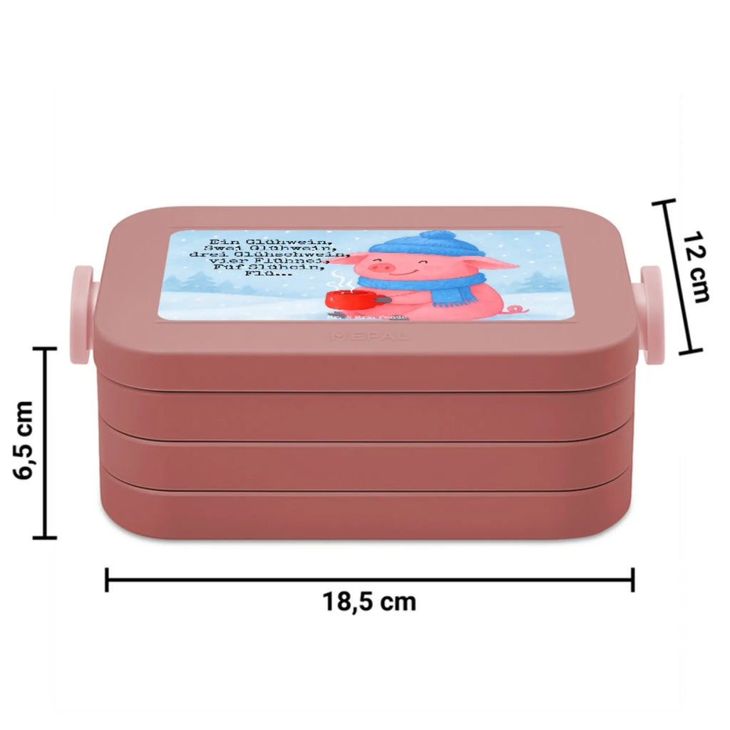 MEPAL Bentobox Schweinchen Glühwein Design Bentobox, Lunchbox, Brotdose, Winter, Weihnachten, Weihnachtsdeko, Nikolaus, Advent, Heiligabend, Wintermotiv, Betrunken, Glühwein, Weihnachtsmarkt, Spruch