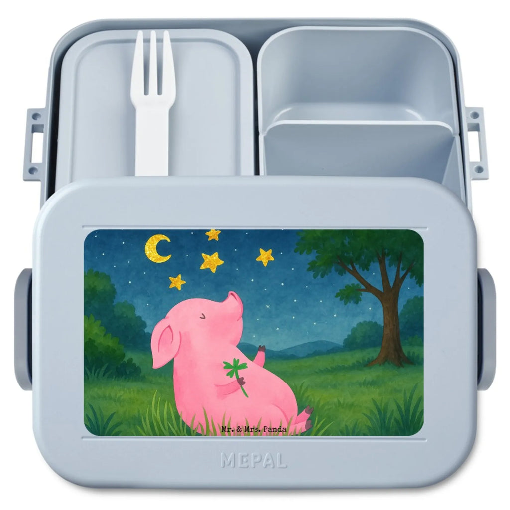 MEPAL Bentobox Schwein Glück Design Bentobox, Brotdose, Lunchbox, Tiermotive, Gute Laune, lustige Sprüche, Tiere, Schwein, Schweinchen, Träume, Glücksbringer, Glücksschwein. Glück, Sterne, Motivation, Sernchen, Ziele