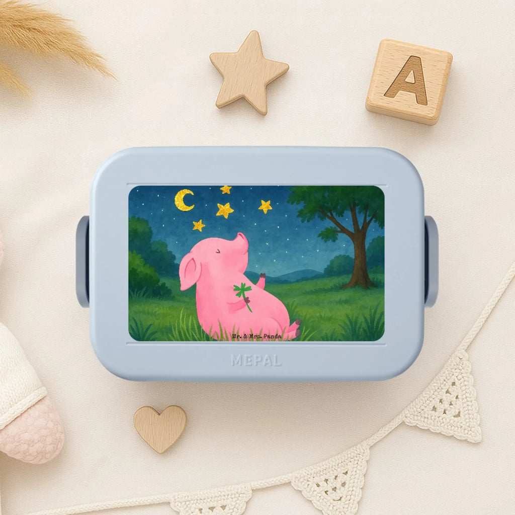 MEPAL Bentobox Schwein Glück Design Bentobox, Brotdose, Lunchbox, Tiermotive, Gute Laune, lustige Sprüche, Tiere, Schwein, Schweinchen, Träume, Glücksbringer, Glücksschwein. Glück, Sterne, Motivation, Sernchen, Ziele