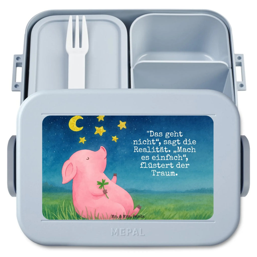 MEPAL Bentobox Schwein Glück Design Bentobox, Brotdose, Lunchbox, Tiermotive, Gute Laune, lustige Sprüche, Tiere, Schwein, Schweinchen, Träume, Glücksbringer, Glücksschwein. Glück, Sterne, Motivation, Sernchen, Ziele