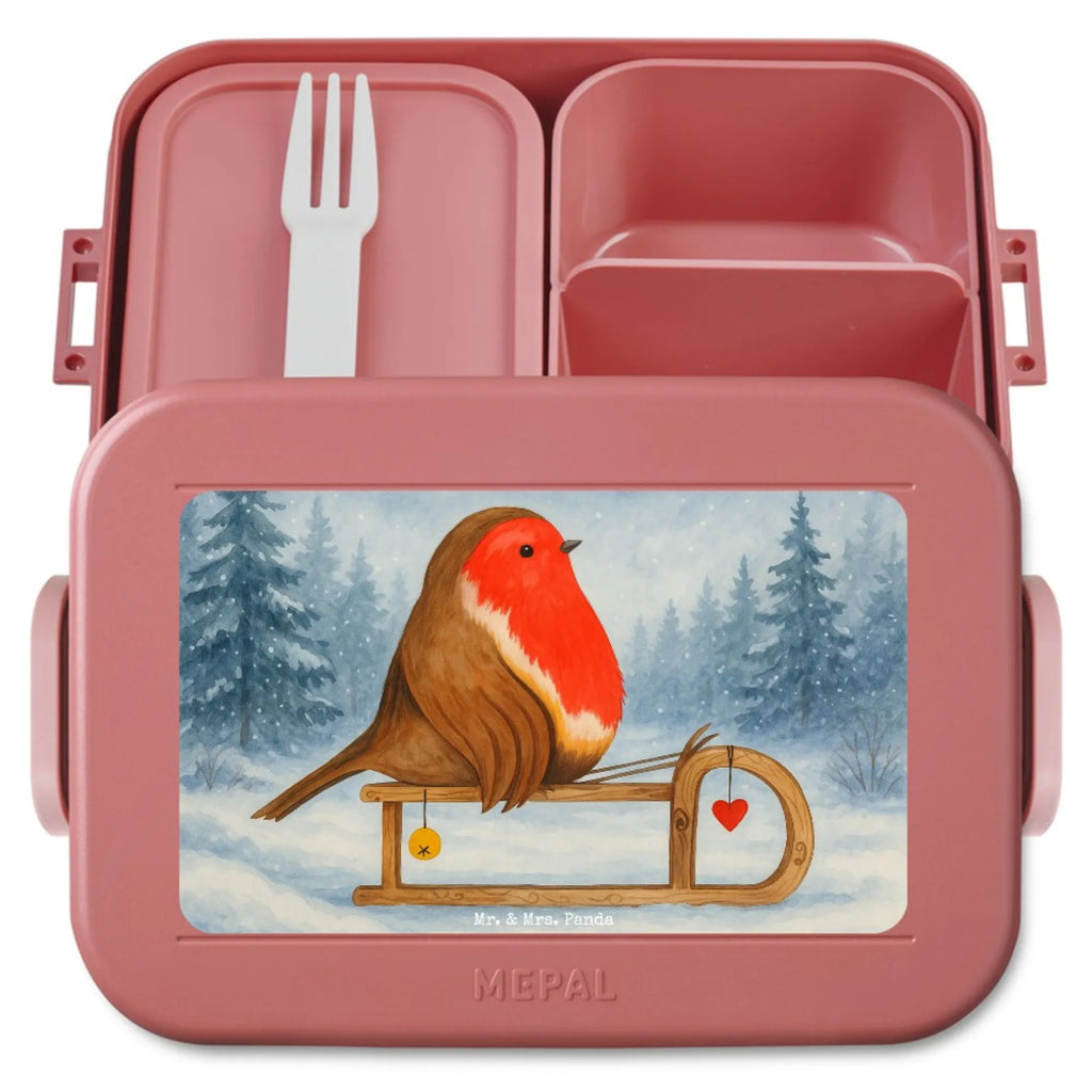 MEPAL Bentobox Rotkehlchen Schlitten Design Lunchbox, Bentobox, Brotdose, Winter, Weihnachten, Weihnachtsdeko, Nikolaus, Advent, Heiligabend, Wintermotiv, Schlitten, Vogel