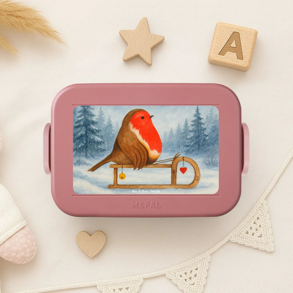 MEPAL Bentobox Rotkehlchen Schlitten Design Lunchbox, Bentobox, Brotdose, Winter, Weihnachten, Weihnachtsdeko, Nikolaus, Advent, Heiligabend, Wintermotiv, Schlitten, Vogel