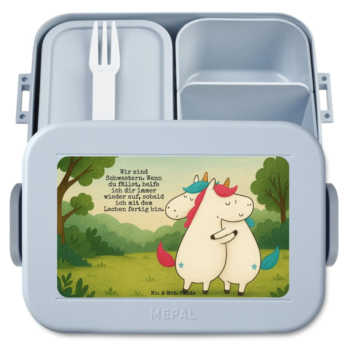 MEPAL Bentobox Einhörner Umarmen Design Bento Box, Vesperbox, Bentobox, Snackdose, Lunchbox, Meal Prep Box, Lebensmittelbehälter, Essensbox, Bento-Brotdose, Frischhaltedose, Jausenbox, Essensbehälter, Snackbox, Einhorn, Unicorn, Einhorn Deko, Einhörner, Freundinnen, Familie, BFF, Geschwister, Sister, Schwestern, Schwester, Liebe, Freundin