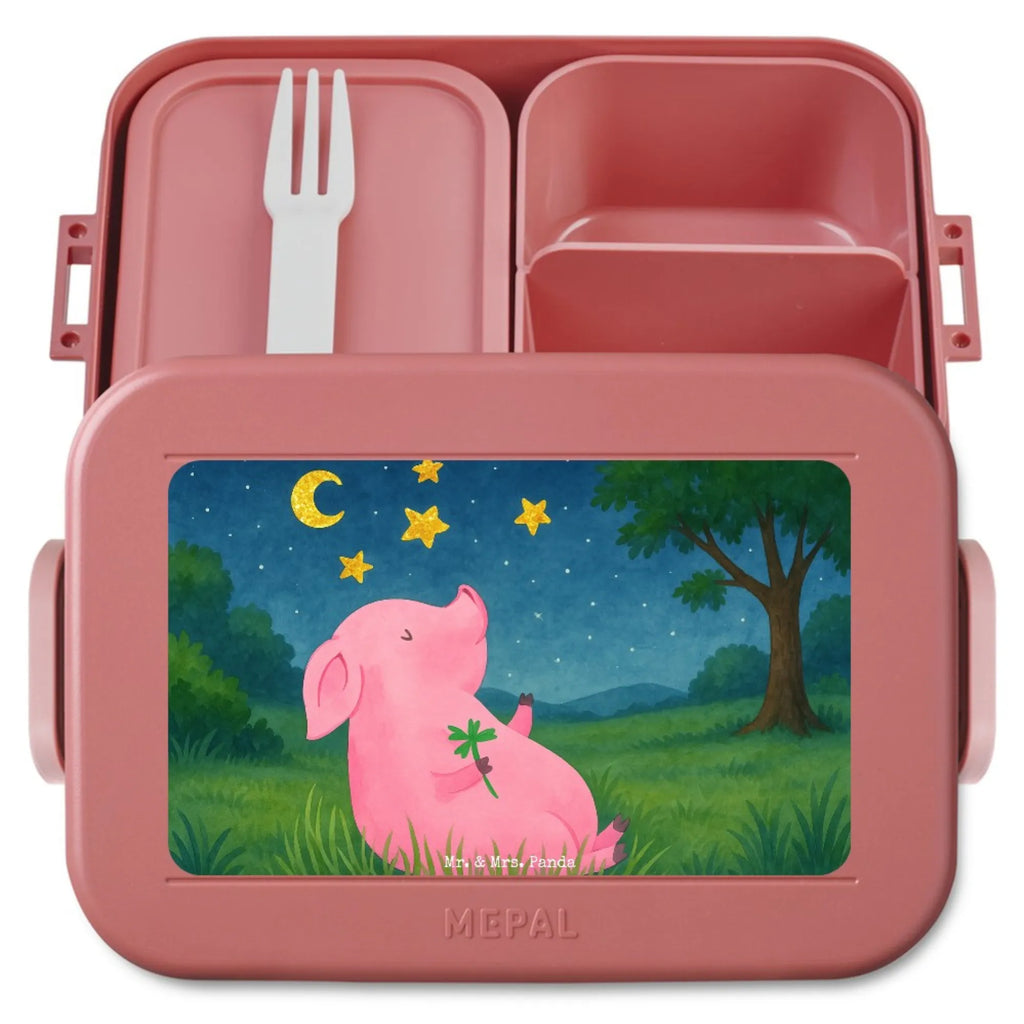 MEPAL Bentobox Schwein Glück Design Bentobox, Brotdose, Lunchbox, Tiermotive, Gute Laune, lustige Sprüche, Tiere, Schwein, Schweinchen, Träume, Glücksbringer, Glücksschwein. Glück, Sterne, Motivation, Sernchen, Ziele