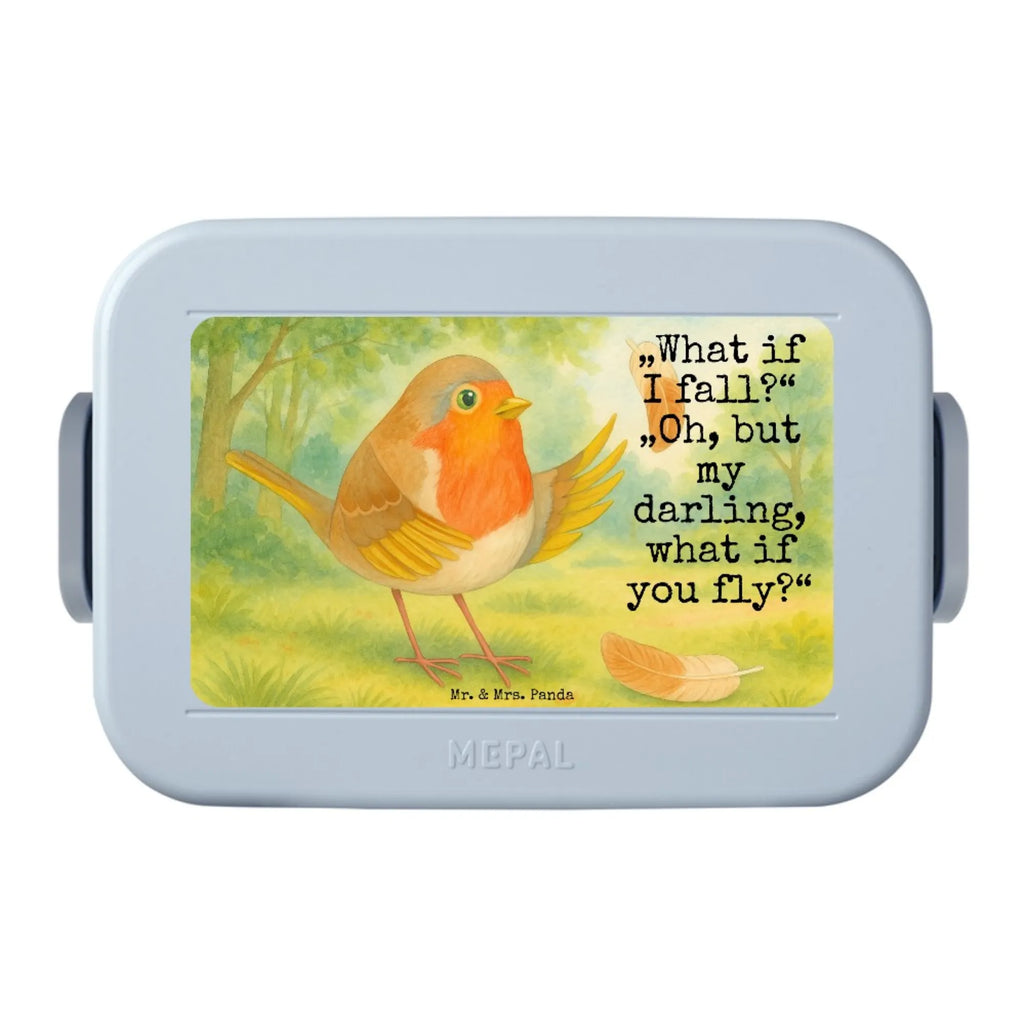 MEPAL Bentobox Rotkehlchen Federn Design Bentobox, Lunchbox, Brotdose, Tiermotive, Gute Laune, lustige Sprüche, Tiere, Spruch Mut, Spruch Motivation, What if i fall, Vogel, Rotkehlchen, Motivationsbilder, fliegen, Motivation Sprüche