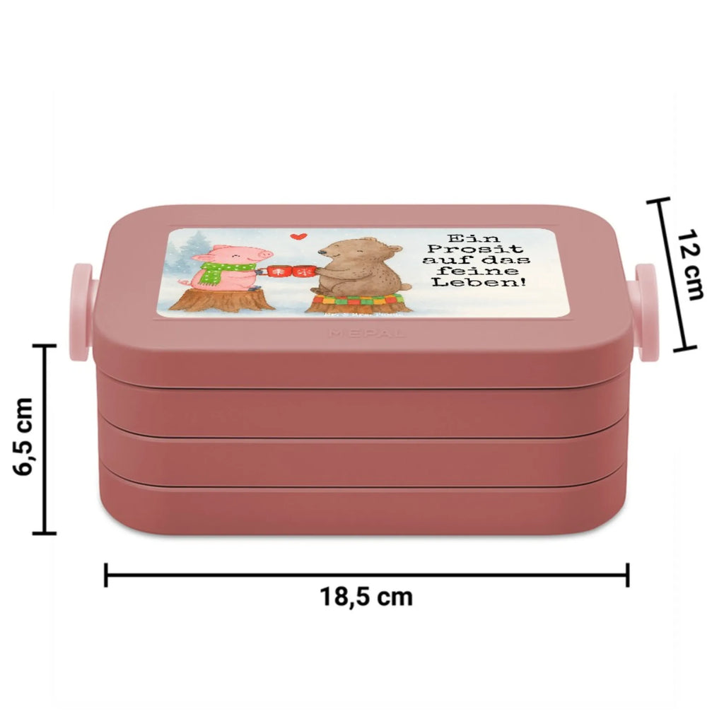 MEPAL Bentobox Glühschwein Sause Design Bentobox, Lunchbox, Brotdose, Winter, Weihnachten, Weihnachtsdeko, Nikolaus, Advent, Heiligabend, Wintermotiv, Weihnachtszeit, Prost, Alles Gute, Bär, Schwein